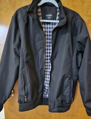 Vogue Black Men's Bomber Jacket with Checkered Lining